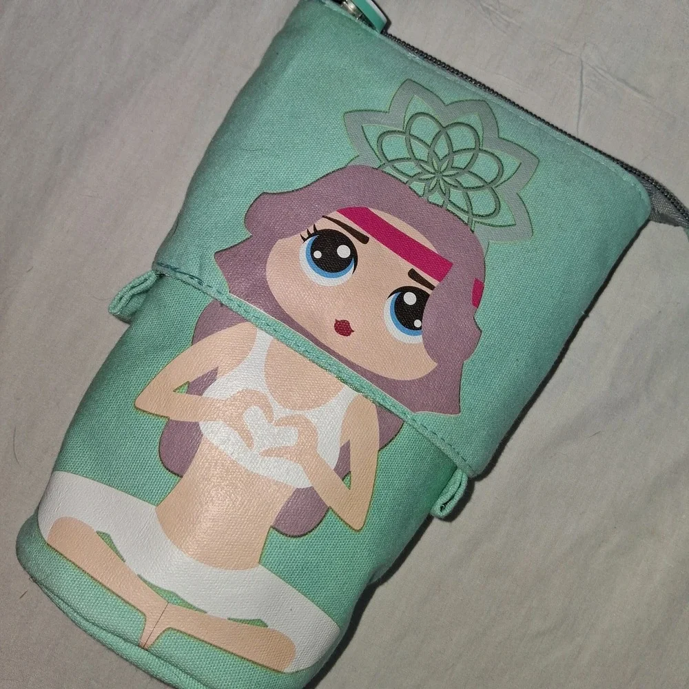 Cute Anime Girl Yoga Pencil‎ Case Pouch Zippered Pouch Bag Organizer Avery